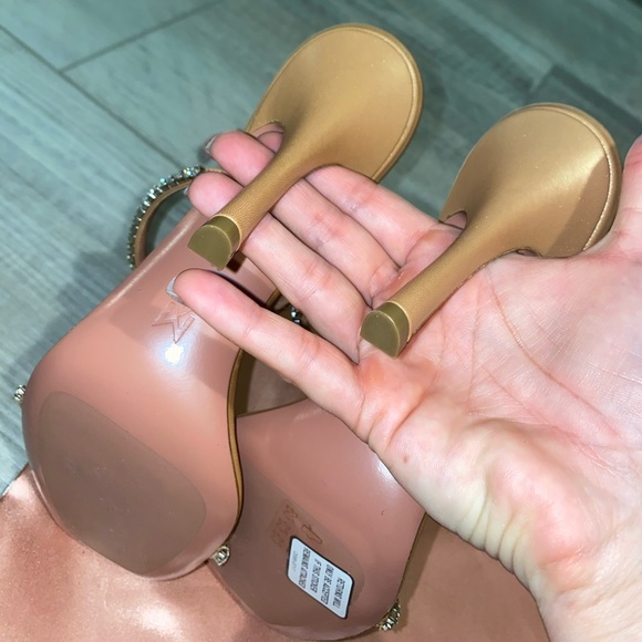 🚨RARE AMINA MUADDI GILDA CRYSTAL TAN HEELS 38🚨 - Picture 7 of 8